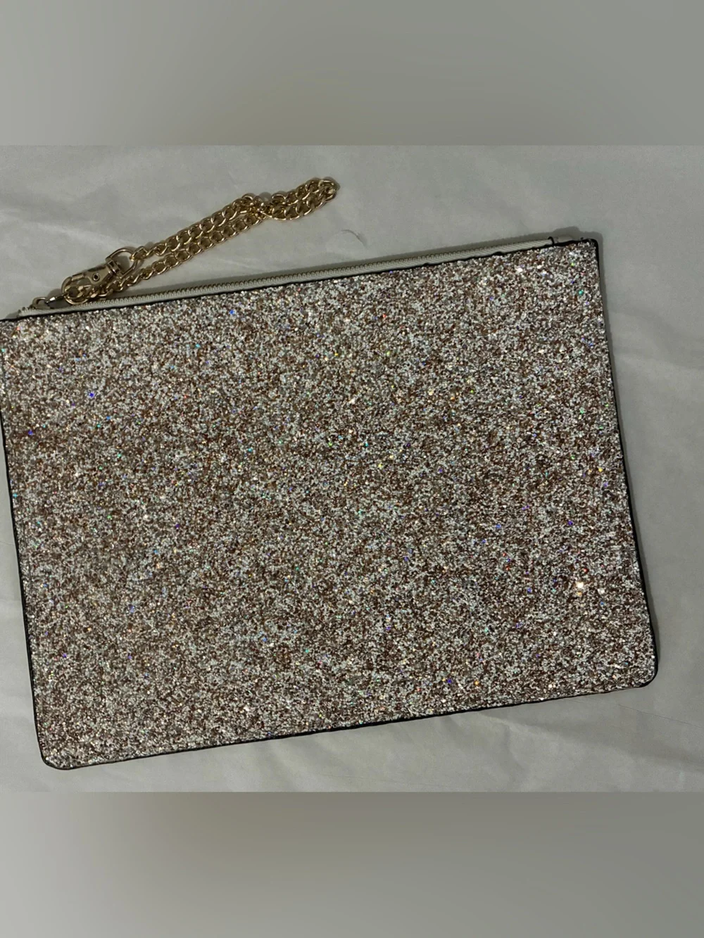 Aldo Glitter Wristlet Clutch in Rose Gold Shimmer